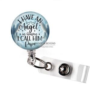 👼💙 I Have an Angel in Heaven I Call Him Papa Badge Reel | Memorial ID Holder